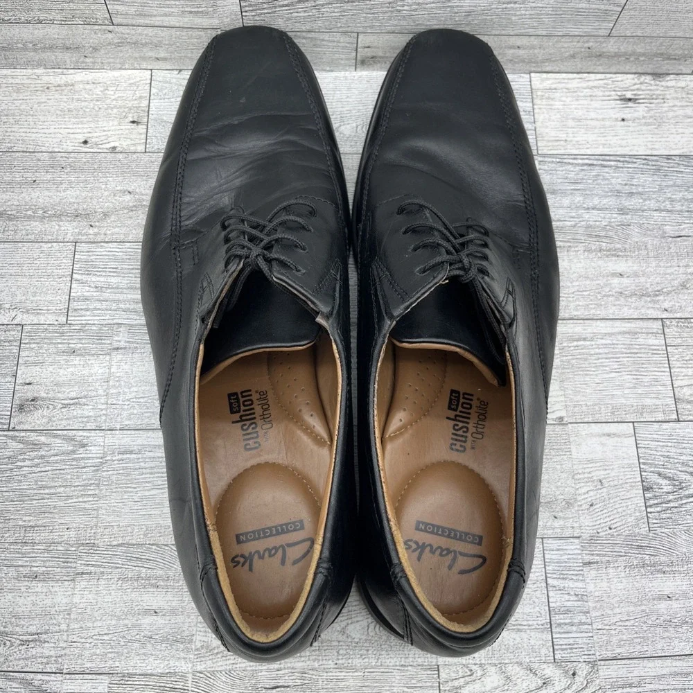 Clarks Tilden Walk Black Leather Oxford‎ Dress Shoes Men Size 11.5M